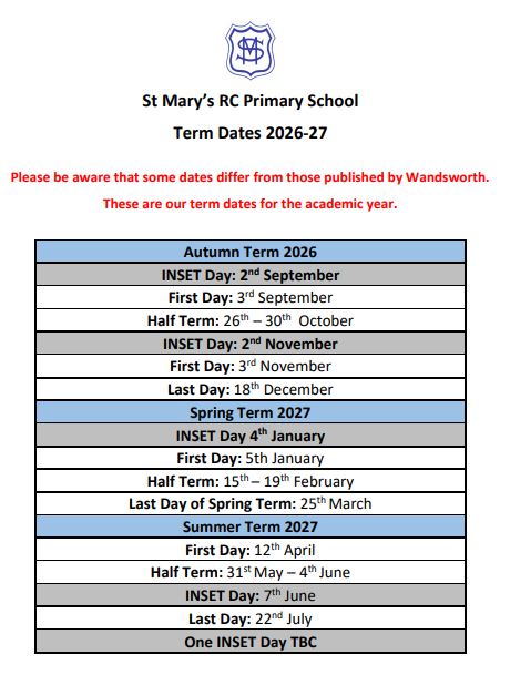 Term dates 2026-2027